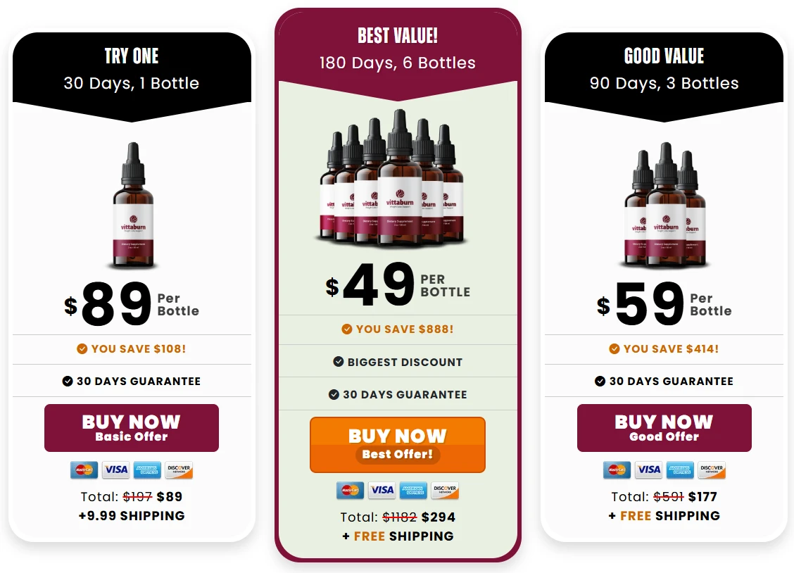 Vittaburn bundle packages with pricing and discount offers